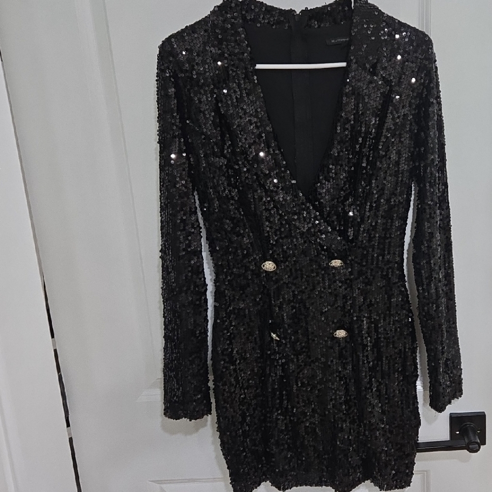 Symphony Black Sequin Blazer Dress